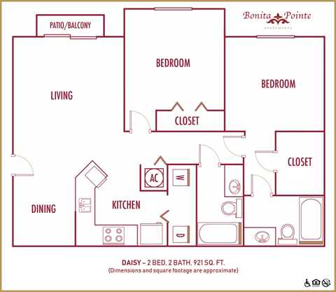Two bedroom floor plan Bonita Pointe in Florida City Florida